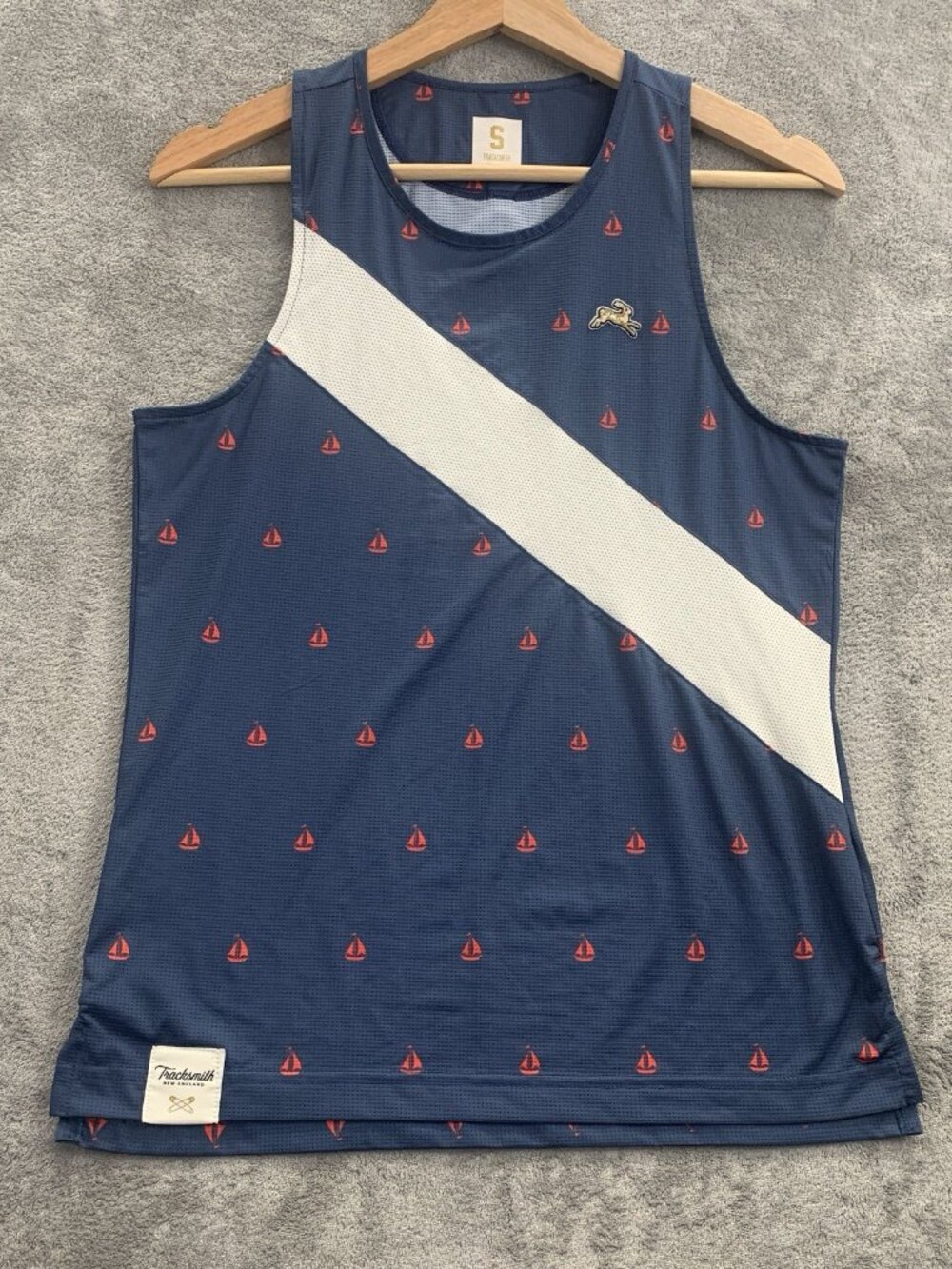Tracksmith Shirt Mens S Van Cortlandt Singlet Tank Top Sailboat Running Racing